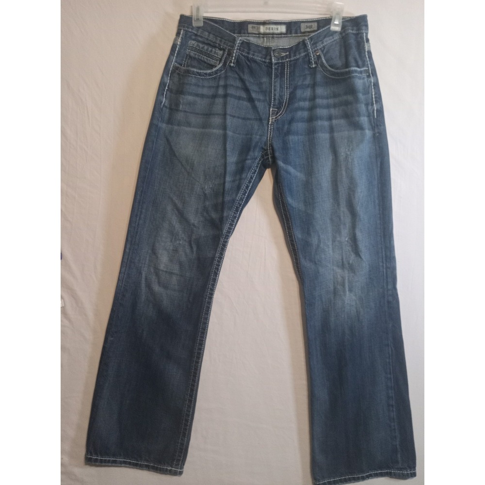BKE Buckle Derek Jeans Men's Straight Leg Light Wash Cotton Blend Stretch 34Rx32